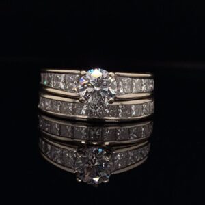 Round 14K WG 1.50 to 1.60 ctw Ring & Band