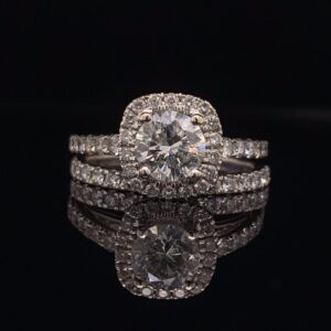 #2824 14K White Gold Halo H I1 2.0 TCW Matching Band