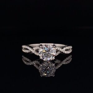 #LG101 972450 14K White Gold Lab Grown Engagement Ring 1.0 ct. E SI2 IGI Round Brilliant 1.17CTW