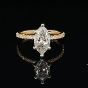 #StockGIA 1.07ct. F I1 Marquise Yellow Gold Engagement Ring