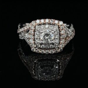 #1494-972000 14K White Gold Cluster Engagement Ring Color J Clarity I2