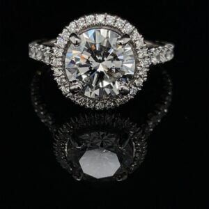 #Stock-6419 9710999 3.50CTW Halo White Gold Engagement Ring Color G Clarity SI2 Lab-created