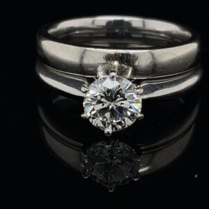 #3076-974200 1.14 ct. Solitaire 14K White Gold Color G Clarity SI1 Engagement Ring and Band