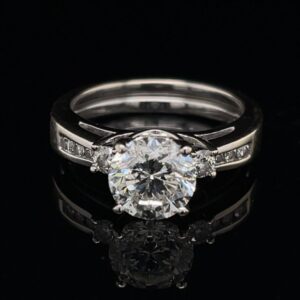 #3093 2.0ct. Round 14K White Gold Color G Clarity I1 GSI with band
