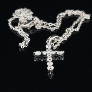 #3045B-97600 14K White Gold Diamond Cross Color I Clarity VS 0.43ct.