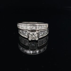 #3095-973500 14K White Gold 1.06ct. Princess Color I Clarity SI1 Matching Band