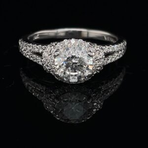 #Rod6128-975000 Verragio 18K White Gold Halo Engagement Ring 1.40CTW Color G Clarity I1