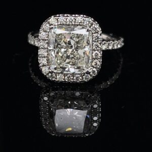 #RodSept23C-9715000 14K White Gold Halo Engagement Ring 3.50 Center Color J Clarity SI2 4.50CTW Band