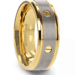BOUNDLESS Gold-Plated Titanium Flat Brushed Center With Rotating Screw Design And Beveled Polished Edges - 8mm