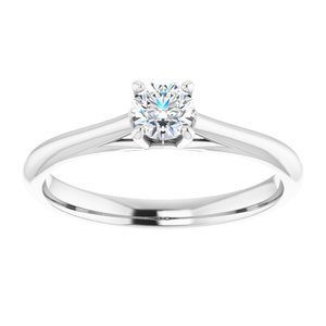 14K White 4.1 mm Round Solitaire Engagement Ring Mounting|14K White 4.1 mm Round Solitaire Engagement Ring Mounting|14K White 4.1 mm Round Solitaire Engagement Ring Mounting