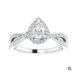 14K White 6x4 mm Pear Engagement Ring Mounting
