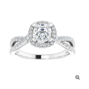 14K White 5 mm Cushion Engagement Ring Mounting