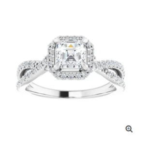 14K White 5 mm Asscher Engagement Ring Mounting