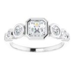 124658:300 14K White 5 mm Asscher Engagement Ring Mounting|124658:300 14K White 5 mm Asscher Engagement Ring Mounting|124658:300 14K White 5 mm Asscher Engagement Ring Mounting