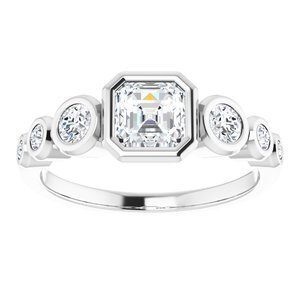 124658:300 14K White 5 mm Asscher Engagement Ring Mounting|124658:300 14K White 5 mm Asscher Engagement Ring Mounting|124658:300 14K White 5 mm Asscher Engagement Ring Mounting