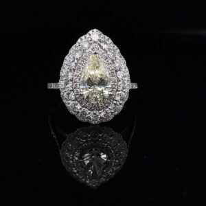 Rod1112 978000 14K White Gold 2.0ct. Princess Halo Color K Clarity Si1 4.0CTW