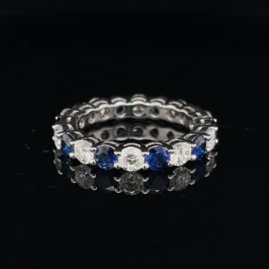 Rod1118 972500 14K White Gold 2.5CTW Eternity Band Diamonds & Sapphires