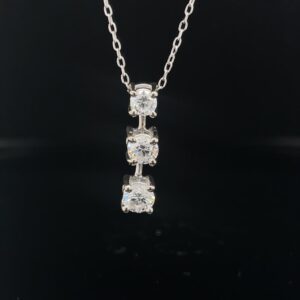 Rod1123-971999 14K White Gold 3 Stone Pendant 1.0CTW Color G Clarity SI1