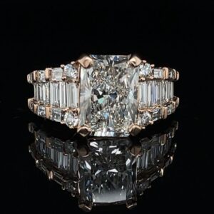 #Rod1215-9715000 14K 5.43CTW Rose Gold 3.93ct. Radiant Color F Clarity VVS2 IGI Lab