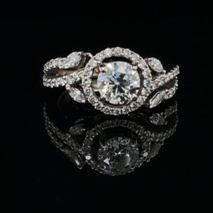 #3171-973000 14K White Gold Halo .80ct Color G Clarity VVS1 IGI 314808731 1.34CTW