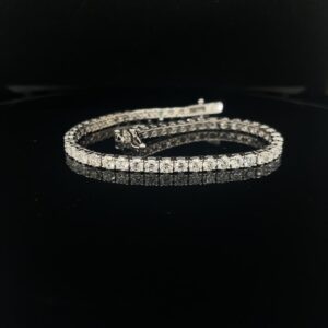 #Apr133-975600 Lab-Grown 6.59ct. 14K White Gold Tennis Bracelet Color H Clarity VV2