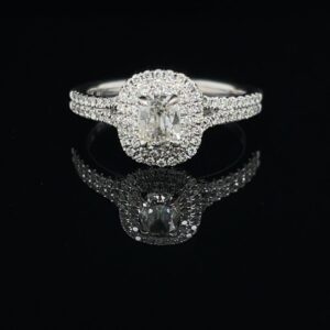 #3216-972500 14K White Gold Henri Daussi Halo 0.77CTW
