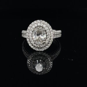 18K Double Halo 1.30 Oval Lab-Grown Engagement Ring Color H Clarity VS1 GCAL270300061