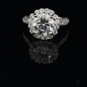#3192-9714000 14K White Gold Halo Engagement Ring Lab 459103175 Color G Clarity VS1