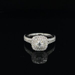 1.0CTW. 18K White Gold Double Halo