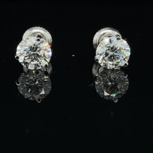 2.60CTW 14K White Gold Lab-Grown Diamond Martini Screw back Studs Color H Clarity VS1