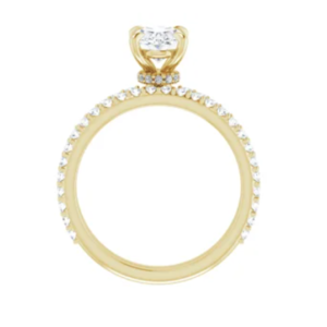 14K Yellow Gold Under Halo Setting 0.32 carats in the ring Center Diamond 3.00 carat Round Lab Grown Diamond Color G Clarity VS1 IGI Certified Total Carat Weight 3.32 carats