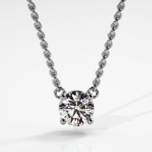 14K White gold lab grown diamond pendent round 1.50 carats color F clarity VS1