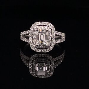 1.01ct. Emerald Platinum Color G Clarity VS2 GIA 2.00CTW