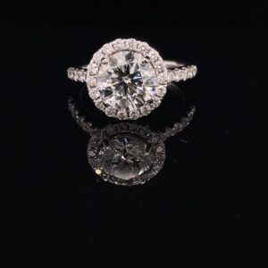 Rod0104-974900 3.0CTW 14K White Gold Halo 2.50 Center Color H Clarity SI2 GIA64023025333