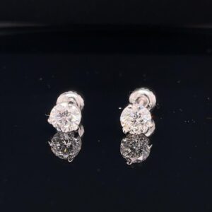 14K White Gold 1.38CTW Color J Clarity SI1 Stud Earrings Martini Screw backs