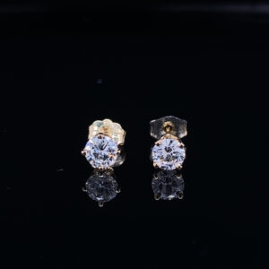 14K YELLOW GOLD EARRINGS 0.51 CARAT TOTAL WEIGHT COLOR H CLARITY SI 1