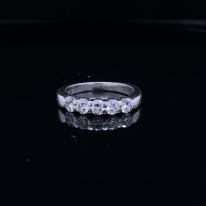 MEMO #2301 PLATINUM WEDDING BAND 5 STONES RING 0.75 CARAT TOTAL WEIGHT COLOR G CLARITY VS2