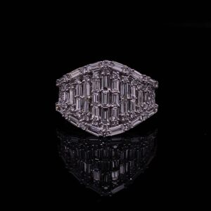 14K WHITE GOLD 2.00 CARAT ROUND AND BAGUETTE DIAMONDS