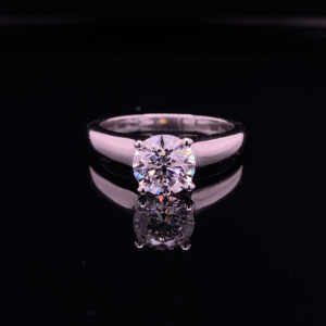 RODSTOCK ROUND 1.54 CARAT COLOR F CLARITY VS2 SET IN 14K WHITE GOLD SOLITAIRE