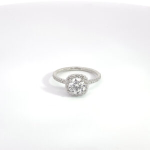 RODSTOCK 18K WHITE GOLD HALO RING CENTER DIAMOND 1.02 CARAT LAB GROWN COLOR F CLARITY VS1