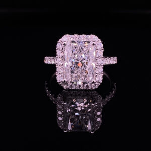 RODSTOCK 3.53 CARATS RADIANT COLOR F CLARITY VS1 LAB GROWN 18K WHITE GOLD HALO SETTING 0.50 CARATS 4.03 CARATS TOTAL WEIGHT
