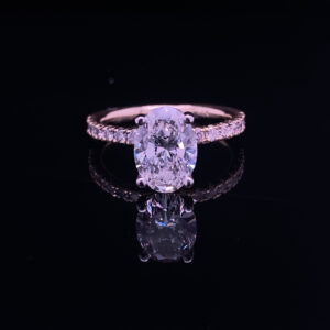 14K YELLOW GOLD SETTING OVAL 1.76 CARAT CENTER STONE H COLOR VVS2 CLARITY LAB 2.06 CARAT TOTAL WEIGHT