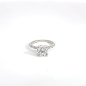 RODSTOCK 14K WHITE GOLD UNDER HALO RINGCENTER DIAMOND 1.72 CARAT COLOR G CLARITY VS2 LAB GROWN