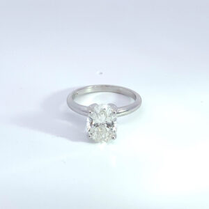 MEMO 3394 14K WHITE GOLD SOLITAIRE OVAL CENTER STONE 2.00 CARAT COLOR H CLARITY SI2