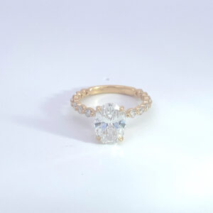 RODSTOCK 192 OVAL GIA LAB GROWN 1435442806 COLOR E CLARITY VVS2 18K YELLOW GOLD DIAMOND BAND 2.20 CARAT TOTAL WEIGHT