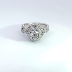 RODSTOCK 66 14K WHITE GOLD CRISS CROSS ALO RING 1.00 CARAT TOTAL WEIGHT