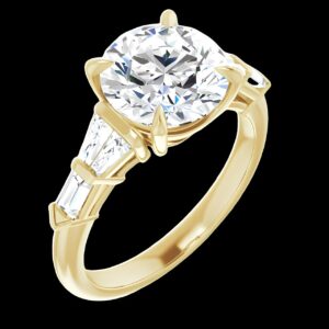 14K YELLOW GOLD 4.00 CARAT TOTAL WEGHT CENTER DIAMOND 3.50 CARAT ROUND LAB GROWN IGI CERTIFIED COLOR F CLARITY VS1 ITEM # 12290