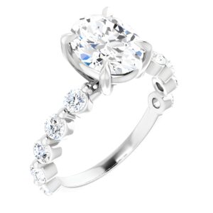 14K WHITE GOLD OVAL LAB GROWN 3.30 CARAT TOTAL WEIGHT CENTER DIAMOND 2.50 CARAT OVAL LAB IGI CERTIFIED COLOR G CLARITY VS1