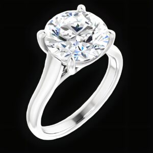 14K White Gold Solitaire Ring Diamond 3.50 Round Lab Grown IGI Certified Color F VS1 ITEM# 122099:378:P