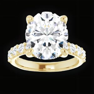 14K Yellow Gold Under Halo Setting 3.60 CT Total Weight Center Stone 3.01 CT Oval Lab-Grown IGI Certified FVS1 ITEM 123648:300:P